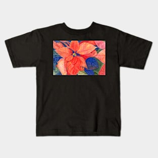 Orange Red Poinsettia Kids T-Shirt